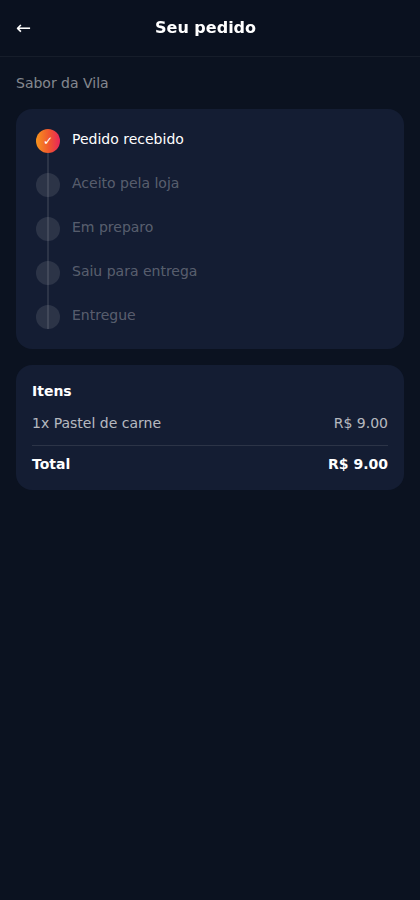 Acompanhamento de pedido em tempo real